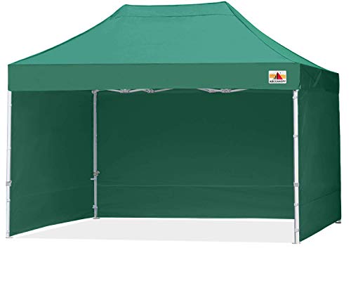 ABCCANOPY 3x4.5m Pavillon wasserdicht Pop-Up Gartenpavillon Festival Sonnenschutz mit 4 Seitenteilen+Handtasche,Dunkelgrün