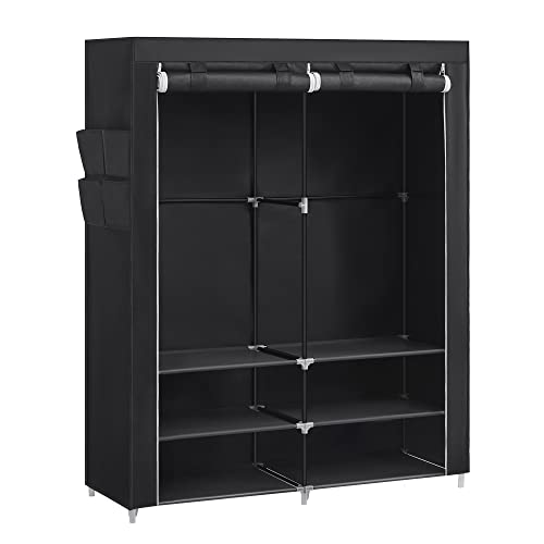 SONGMICS Stoffschrank, Kleiderschrank, 45 x 127 x 176 cm, 2 Hängefächer, mit Ablagen, 4 Seitentaschen, viel Platz, für Schlafzimmer,...