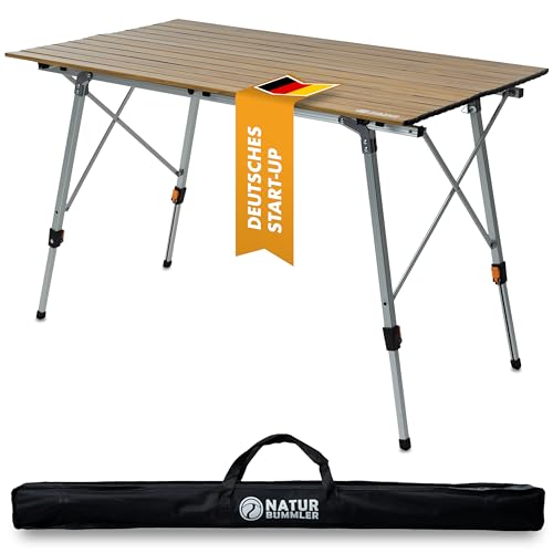 NATURBUMMLER ® Campingtisch klappbar [höhenverstellbar inkl Anti-Rost Schutz] federleicht in Gr. M & XL verfügbar - Klapptisch...