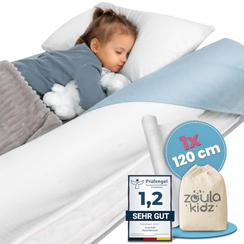 zoula kidz® aufblasbarer Rausfallschutz Bett Reise mit OEKO-TEX® Stoffbezug [120cm, 1er Set] - Bett Rausfallschutz Kinder - Rausfallschutz...