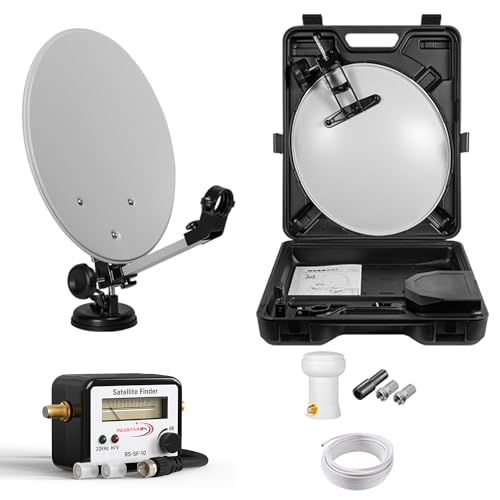 RedStar24 Mobile Camping-Sat-Anlage Komplettset im Koffer - 40cm Mini Satellitenschüssel mit Digital SATFINDER, LNB 0,1, 10m Kabel -...