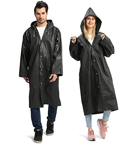 Opret 2 Stück Regenmantel Durchsichtiger Regenponcho für Damen Herren, Wiederverwendbar Wasserdicht Regencape Regenjacke, Eva Atmungsaktiv...