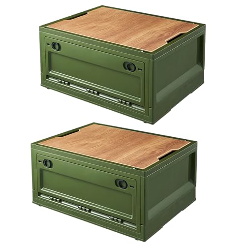 RMAN® 2er Set Aufbewahrungsbox mit Deckel 35L Campingbox mit 4 Rollen Kofferraum Organize Camping Zubehör für Reisen im Freien, Camping,...