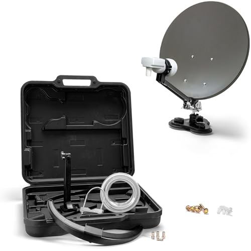 XORO 38,5 cm Camping Satellitenantenne MCA 38 HD Set, inkl. Single LNB mit integriertem Satfinder, 10m Kabel, Halterungen, im...